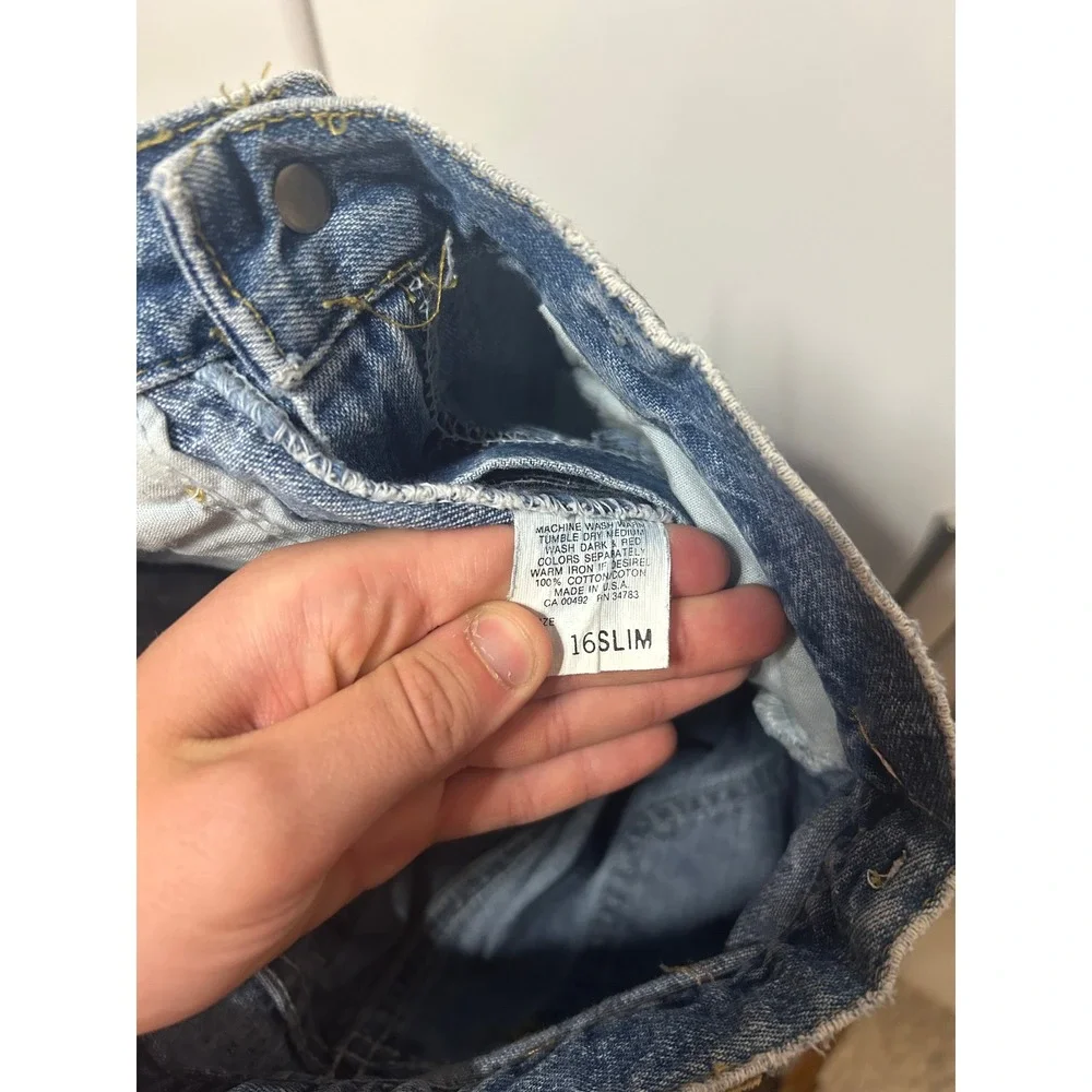 Vintage Lee Denim Shorts Boys 16 Slim Medium Wash‎ High Waisted Made in USA